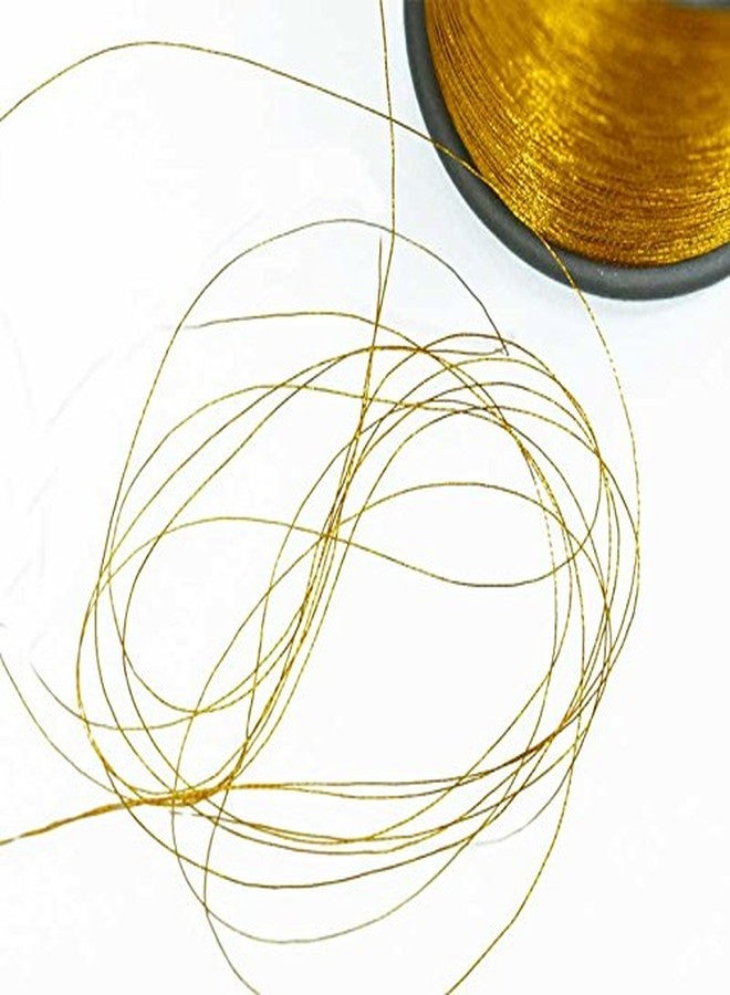 Embroiderymaterial Metallic Zari Thread for Embroidery, Sewing and Jewelry Making, Dark Yellow Golden Color, 0.1MM(Pack of 2 Roll) - Image 3